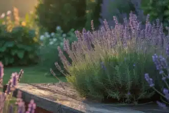 Lawenda wąskolistna kwitnąca przy tarasie – naturalna ochrona przed kleszczami w ogrodzie