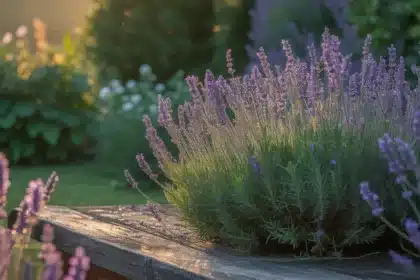 Lawenda wąskolistna kwitnąca przy tarasie – naturalna ochrona przed kleszczami w ogrodzie