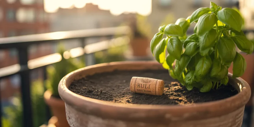 Korek od wina na balkonie sposób na uprawę ziół, który nic nie kosztuje