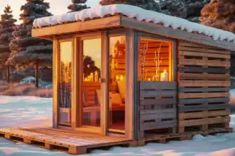 Sauna ogrodowa zbudowana z drewnianych palet w polskim ogrodzie – DIY za 3000 zł