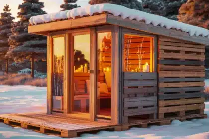 Sauna ogrodowa zbudowana z drewnianych palet w polskim ogrodzie – DIY za 3000 zł