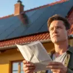 Panele fotowoltaiczne na dachu polskiego domu jednorodzinnego – właściciel z rachunkiem w ręku, 2026